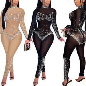 Diamond Glitz Sheer Crystal Jumpsuit